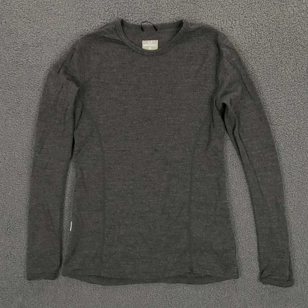 Meriwool Shirt Womens Small Gray Merino Wool Long Sleeve Base Layer Thermal
